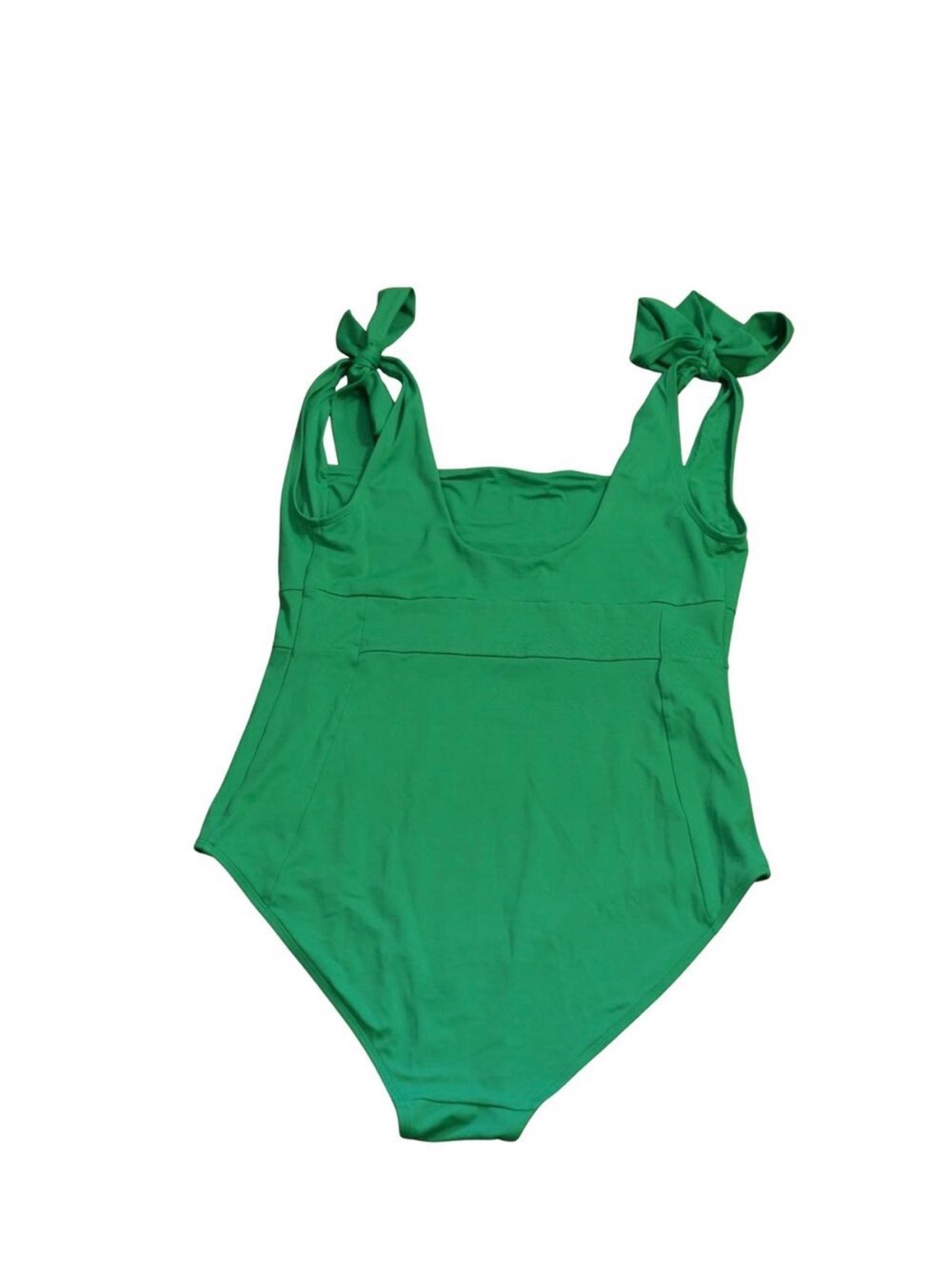 Une Piece brand, Classic square neck  Green Swimsuit with Tie Straps